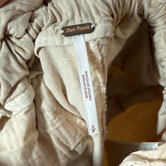 Free People Margate Pleated Trouser Pants Size Small Beige High Rise Paperbag - Picture 8 of 8